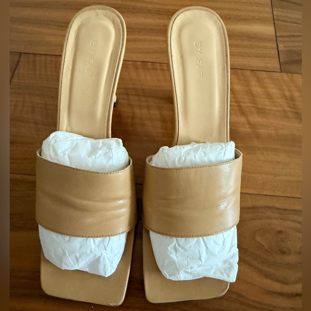 BY FAR Tan Mules, Size 38